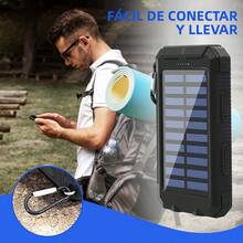 Batería externa solar de respaldo GOOD de 20000 mAh: cargador portátil impermeable IP65 con linterna LED, imprescindible para acampar y actividades al aire libre. - Negro - Ver 2