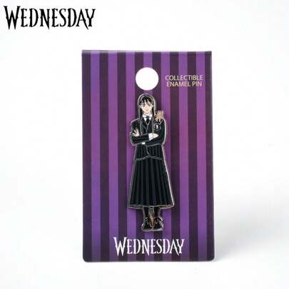 Netflix 1PC Wednesday Officially Licensed Addams Brooch Gothic Enamel Pin  Decoration On Clothes Computer Bag Dress Up Items Good Christmas Halloween Thanksgiving Gift For Friend