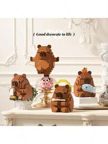 300+ Pieces Cute Capybara Adult Building Blocks, 300+Pcs, Birthday Gift, DIY Animal Series Building Blocks, Desktop Decoration, Pressure Relief, Stress Relief, Home Collection Decoration, Assembly Doll, Office Desktop Ornament, Festival Gift, Father's Day Gift, Wedding Gift, Wedding Decor, Graduation Gift