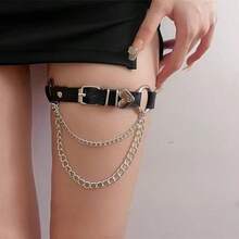 European And American Punk Gothic Style PU Leather Irregular Heart Chain Elastic Leg Ring Leg Strap Leg Chain - Multicolor - View 6