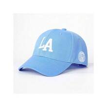 1pc Embroidered LA Baseball Cap, Adjustable Outdoor Sun Protection Casual Hat, Suitable For Spring/Autumn Travel, Beach, Vacation, Men, Y2K Style - 藍色 - 查看 2