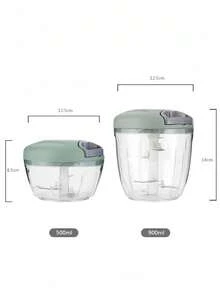 1pc Solid Color Pull-Type Extra Large Food Chopper, Multi-Function Kitchen Garlic Press, Vegetable Chopper, Manual Chopper, Garlic Mincer, Various Garlic Mincing Tools, Garlic Grinder, Garlic Press, Rope-Pull Manual Food Processor, Fruit & Garlic 2-In-1, Rotating Mixer, Cooking Accessory, Kitchen Tool, Equipped With 5 Sharp Blades For Chopping Onions, Chili Peppers, Ginger, Etc.