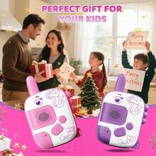 Walkie Talkies para nios de 3 a 9 aos, paquete de 2 juguetes de aventura al aire ltima intervensin con rango de 1000 pies, juguetes de unicornio, regalos de cumpleaos para nias de 4, 5 - Unicornio, rosa y amarillo - Ver 7
