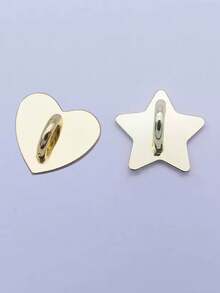 2pcs Silver Heart & Star Shaped Phone Hanging Strap, Convenient To Carry, Adhesive Back To Prevent Falling Off, Fashionable And Elegant - Heart + Star - View 14