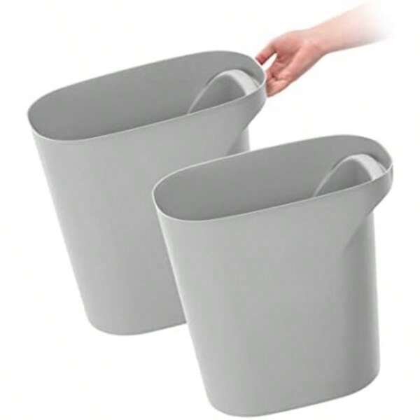 IRIS USA 22.7 L Plastic Wastebasket Trash Cans, 2-Pack, Trash Bin for Home Office Bedroom Bathroom, Gray(default)
