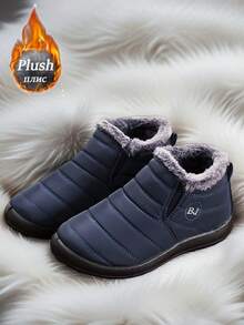 Unisex Versatile Short Boots, New Winter Shoes, Winter Snow Boots, Thickened Boots, Fashionable Men And Women Boots - Navy Blue - View 3
