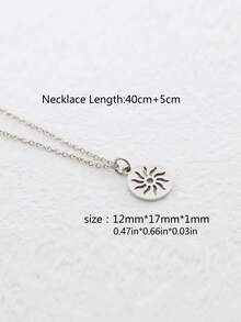 男士简约银色太阳吊坠项链，休闲日常佩戴 - 銀色 - 查看 3