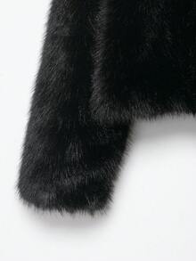 山茶花新款秋冬女装时尚休闲简约仿皮草效果外套 - 黑色 - 查看 10