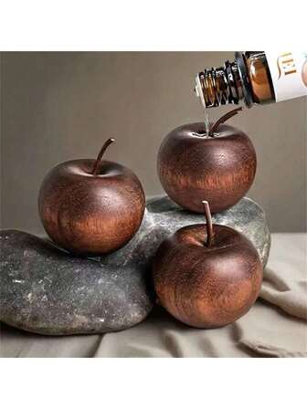 Aromaterapia de madera natural - Difusor de aceites esenciales con forma de manzana, elegante grano de madera marrón, sin necesidad de llamas abiertas, sistema de difusión totalmente automático, adecuado para hogares, automóviles y oficinas - Excelente ambientador y regalo navideño (compatible con aceites esenciales, sin calentamiento/llamas abiertas requeridas) - Adecuado para decoración de dormitorio, sala de estar y spa