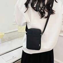 Nueva moda, bolso de mensajero de hombro simple y casual, bolso portátil para teléfonoóvil de mujer, bolso de hombro vertical para monedas, llaves y tarjetas bancarias DAEU - Negro - Ver 1