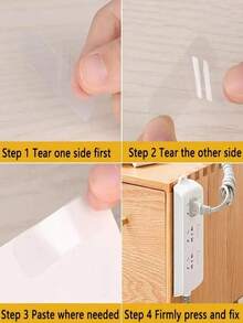 60 piezas / Set de cinta adhesiva doble cara de uso múltiple - Tiras colgantes transparentes y removibles a prueba de agua, adecuadas para colgar decoraciones, coplillas, cintas, cintas transparentes, fotos y relojes. Cinta adhesiva doble cara mini de uso múltiple, cinta para coplillas de Año Nuevo a prueba de agua y removible, cinta transparente reutilizable - transparente - Ver 11