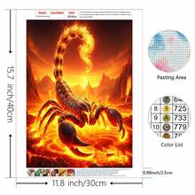 5D DIY钻石画套装 - 全钻圆形钻石画，蝎子火焰动物主题，刺绣十字绣马赛克工艺品，家居墙面装饰礼品套装，适合成人和初学者 - 19.69x19.69英寸 - 彩色 - 查看 7