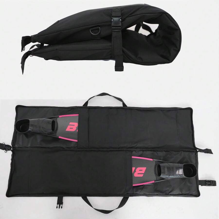 Foldable Carry-On Fin Bag, Portable Diving Fins Bag, C4 Long Fins Bag, V3 Compact Diving Equipment Storage Bag, Carbon Fiber & Fiberglass Fin Carrying Case - Black - View 1