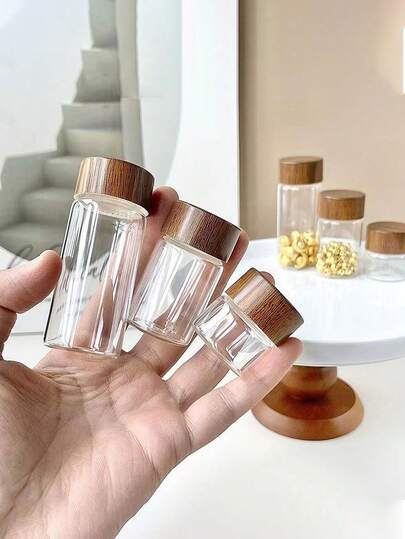 1/3pcs Mini Glass Bottles, Gold Coin Collection Jars, Sealed Containers, Gold Storage Jars, Cinnabar Bottles, Empty Bottles, For Storage Organization, Great Gift, Suitable For Coin Collectors, Jewelry Accessories, Craft Making, DIY Souvenirs, Small Jewelry Display, Home Decor Shelves, Apothecary Style Props, Party Favors, Wedding Favors, Travel Samples, Desktop Storage, Antique Cabinet Display, Collection Display, Hobbyists Use, Gift Packaging And Display