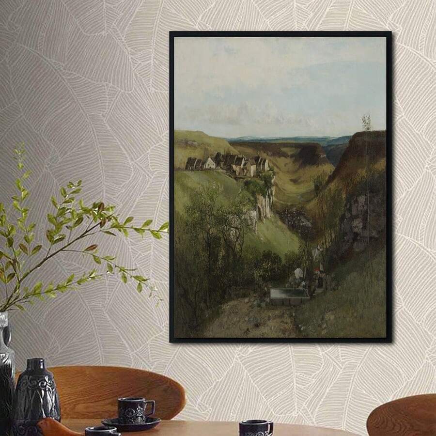 1幅中世纪城堡油画，帆布材质，复古风格，适用于墙面装饰，如房间、走廊、卧室、办公室、客厅等（无框/有框）。