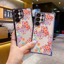 Adecuado para funda de teléfono  Galaxy S25 ULTRA/S25/S24 Ultra/S24, funda protectora transparente impresa electrochapada de TPU para S23/S23 FE/S23 Ultra/S22, protección de marco de lente unisex - Colores mixtos - Ver 9