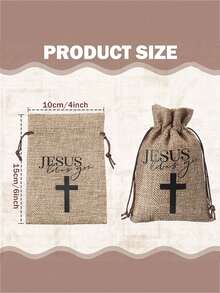 1/5/10个装麻绳束口袋，婚礼礼品袋，糖果束口袋，迷你基督教十字架首饰袋（适合圣诞节），礼品袋 - 彩色 - 查看 9