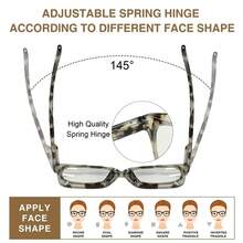 cabecade 老花镜弹簧铰链舒适时尚优质老花镜男女通用方形镜框眼镜 - 黑色 - 查看 8