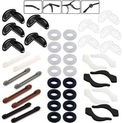 MOCOFLY Juego de 52 Piezas Retenedores de Silicona para Lentes, Antideslizante Sujetador de Lentes, Accesorios para Gafas, Almohadillas para Anteojos, Gomas Gomitas para Cristales, Soporte para Gafas