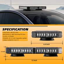48-LED Roof Flashing Warning Light Bar, Roof-Mounted Hazard Warning Emergency Flashing Light Amber-Colored Vehicle Light-Car Decor\Car Stuff\Car Acessesories - Blue and Red - View 9