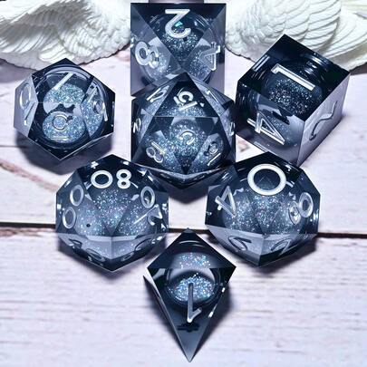 7 Piece Resin RPG Dice Set - Polyhedral Dice For Board Games, Hand Role-Playing & Holiday Gifts (Christmas/Thanksgiving/Ramadan/Easter)