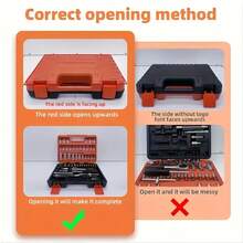 Halloween, Christmas, Exquisite Gifts, 46pcs Socket Set - 1/4 Inch Drive Socket Roller Wrench Set Mechanical Tool Kit For Auto Repair & Home, Metric Socket Set With Storage Box - Large 53 Pcs - View 7