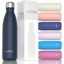 Stainless Steel Water Bottles,17oz/500ml Insulated Water Bottles,Cobalt Metal Water Bottle Keeps Drink Cold And Hot,Blue   Water Bottles For School,Gym,Travel,Sports,27006700 - 無色 - 查看 1