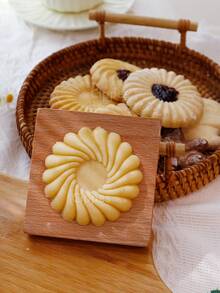 Cippes 1PC Wood Cookie Molds With Carved Embossed 3D Patterns, Kitchen Baking Tools, Fondant Cake Biscuit Decorating, DIY Cookie Cutter Moulds For Valentine's Day, Christmas