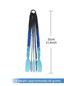 Five Braids, Synthetic Fiber Ponytail, Colorful And Dreadlocks, Highlights Dyed Braids, Wig, Double Ponytails, Internet Celebrity Sweet And Cool Braids, Reggae Dreadlocks. Ladies' Wigs, Boxing Braid Wigs, Dreadlocks. - Multicolor - View 2