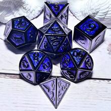 金属角色扮演游戏骰子7件套 - 多面骰子，适用于棋盘游戏、角色扮演游戏和节日礼物（圣诞节/感恩节/斋月/复活节） - 彩色 - 查看 11
