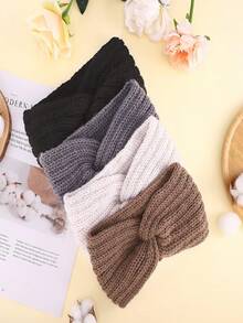 1pc Women's Knitted Knot Headband, Plush Autumn/Winter Ear Cover, Chic Hair Accessory For Daily Outfits - Màu Khaki - Xem 6