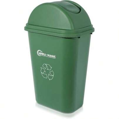 Simpli-Magic 79231 - Papelera de reciclaje con tapa basculante, 9,5 galones, color verde(9.5 Gallons Verde)