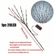 1/2/3件装 20LED发光DIY棕色树枝装饰灯,人造树枝灯,电池供电,室内仙女夜灯,树枝造型,桌面装饰树灯,卧室装饰,家居装饰灯,节日装饰串灯,建议多买几套 - 棕色 - 查看 12