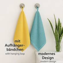 Betz 12-Piece Towel Set Premium Hand Towel Set, 100% Cotton, 2 Bath Towels, 4 Hand Towels, 2 Guest Towels, 2 Flannels, 2 Wash Gloves, Graphite Grey/Fir Green - Honey Yellow / Ocean - View 5