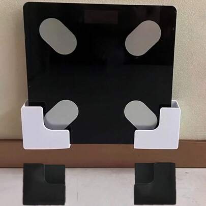 Giá để cân treo tường, lắp đặt dễ dàng bằng keo dán, có thể đựng túi rác, chất liệu nhựa bền, thiết kế tiết kiệm không gian, phù hợp cho phòng tắm và phòng tập thể dục tại nhà, tương thích với cân đo mỡ cơ thể và các thiết bị thể dục, giá để đồ phòng tắm kiểu dáng hiện đại, dễ lắp đặt, kèm hộp đựng và móc treo, khoảng cách giá đỡ có thể điều chỉnh.