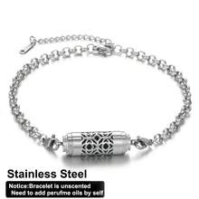 Stainless Steel Aromatherapy Bracelet Diffuser Jewelry Adjustable Chain Hollow Out Flower Perfume Aroma Diffuser Bracelet For Men Women Couple Locket Bracelets - Silver - View 13