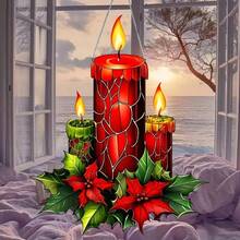 1pc 2D Flat Candle Acrylic Sun Catcher - Perfect For Home Decor, Wreath Centerpiece, Window, Porch & Wall Accent - A - View 5