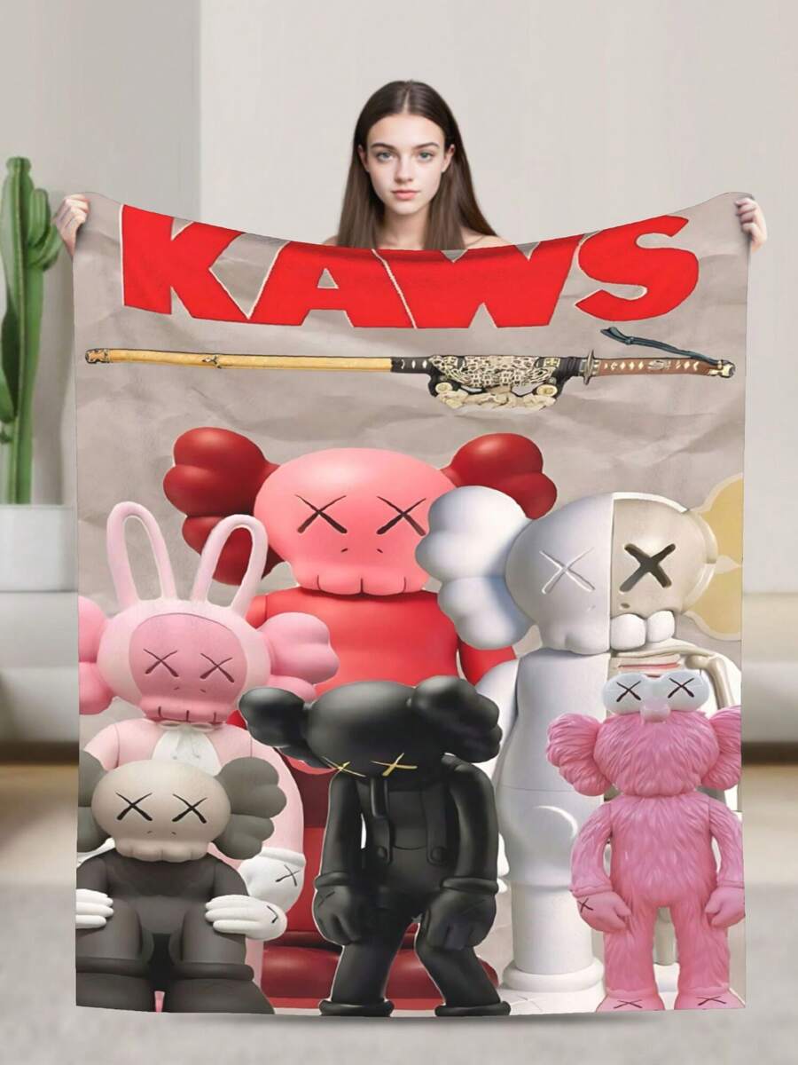Kawss Kawaii Kaw Blanket Cozy Anime Gift Blanket - Premium Flannel Throw For Fans, Soft Cartoon Print For Sofa, Bed, Camping & Travel, Great Christmas Birthday Present - màu đen - Xem 1