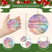 2025 1pc 2D Xmas Holiday Keepsake 2.9 Inch Bless The Lord, O My Soul Ceramics Souvenir Single-Side Print Inspiring Positive Quotes Merry Christmas Souvenir Gifts For Women Men On Christmas - 粉紅白色 - 查看 4
