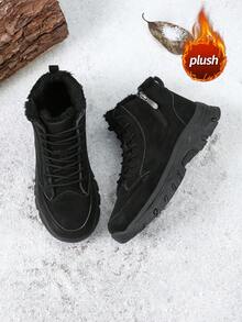 Women's Winter Outdoor Snow Boots, Anti-Slip Thick Mid-Calf Warm Snow Boots - Black - View 1