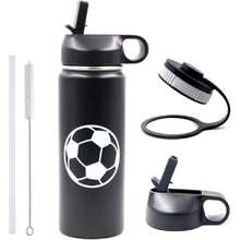 18 Oz Soccer Water Bottle, Sports Flask Metal Travel Mug With 2 Lids, Stainless Steel Double Wall Vacuum Insulated Leak Proof Water Bottles, Soccer Accessories Stuff Gifts For Mom Boys Girls Player,27007896 - Màu hồng gỉ - Xem 1