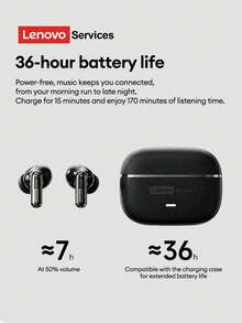 Lenovo LE208 Minimalist Business Bluetooth Earphones And Protective Case Set, Bluetooth 6.0 Instant Pairing, Low Latency, Hi-Fi Sound Quality, ENC Smart Noise Cancellation, Long Battery Life, Wireless Earbuds For Smartphones, Computers, Christmas, Camping, Vacation - White Headphones + Shark-shaped Protective Case - View 10