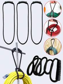 1 pieza/2 piezas Correa de sujeción ajustable negra, organizador multiusos para cables, diseño de cuerda negra ordenada, adecuado para organizar cables, tuberías y cables - ahorro de espacio, portátil