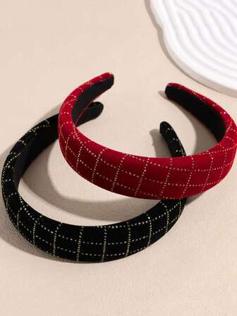 1pc Casual Street Style New Year Red Headband, Knitted Fabric, Autumn/Winter, Elegant High Crown Pressure Hair Hoop Hair Accessory ,Hair Band ,Diadema