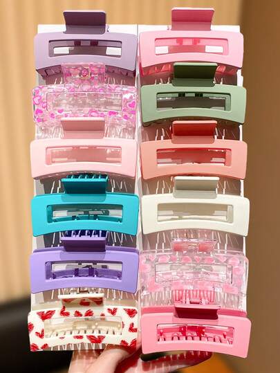 6/11 piezas Pinzas para el cabello cuadradas multicolor, regalo de moda para niñas lindas, adecuado para uso diario casual, para todas las estaciones - Pinzas para el cabello, ganchos para el cabello, accesorios para el cabello, decoración de playa/vacaciones, peinado diario/fiesta/viaje, para lavarse la cara/bañarse/combinar con atuendos de maquillaje, regalos de San Valentín y cumpleaños
