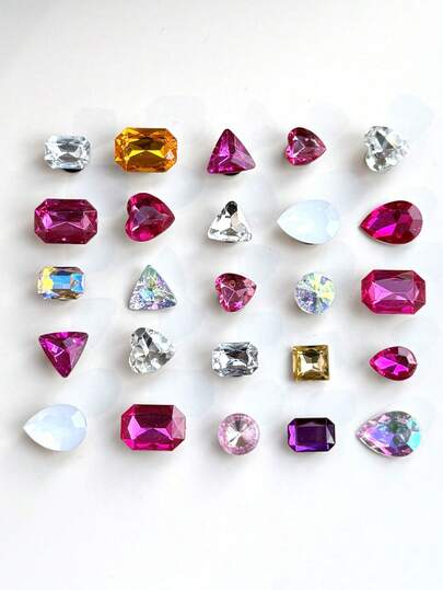 28 piezas Botones decorativos de Diamantes de imitación brillantes DIY para pantuflas, Gemas artificiales extraíbles para decoración, Unisex