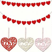 10 pezzi Decorazioni pendenti a forma di cuore in legno classico - Per soggiorno, camera da letto, scale, vari stili, facili da appendere (stile casuale) - Multicolore - Visualizzare 1