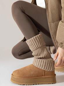 1/2/3 Paia di scaldamuscoli caldi da donna, scaldamuscoli lavorati a maglia di colore unito, scaldamuscoli lavorati a maglia versatili, scaldamuscoli lunghi e caldi lavorati a maglia per l'autunno/inverno, alla moda - Multicolore - Visualizzare 12