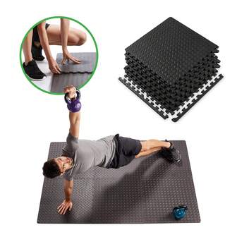 Interlocking Exercise Mat ½ In, Square Puzzle Foam Tiles Home Gym Fitness Mat Workout Flooring,Multi-Purpose Use In Garage, Basement Mat For Home Workout Equipment, Floor Padding , Black, 12 In X 12 In X ½ In
