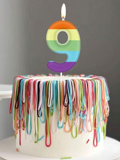 Rainbow Striped Princess Number 0-9 Candles, Birthday, Wedding, Anniversary, 1st Birthday Party Cake Decorative Candles